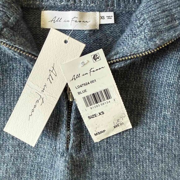 NWT All in Favor Sweater Dress gray-blue, high collar with zipper, size XS - Picture 8 of 16